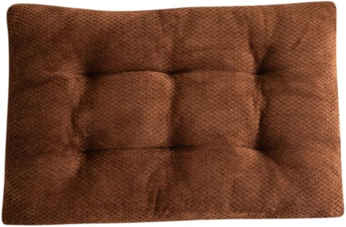 Washable Dog Bed for Large Breeds, Extra Cushioned Crate Mattress with Removable Fluffy Cover, Non-Slip Orthopedic Pet Pad, Machine Washable Kennel Mat(Coffee,L)