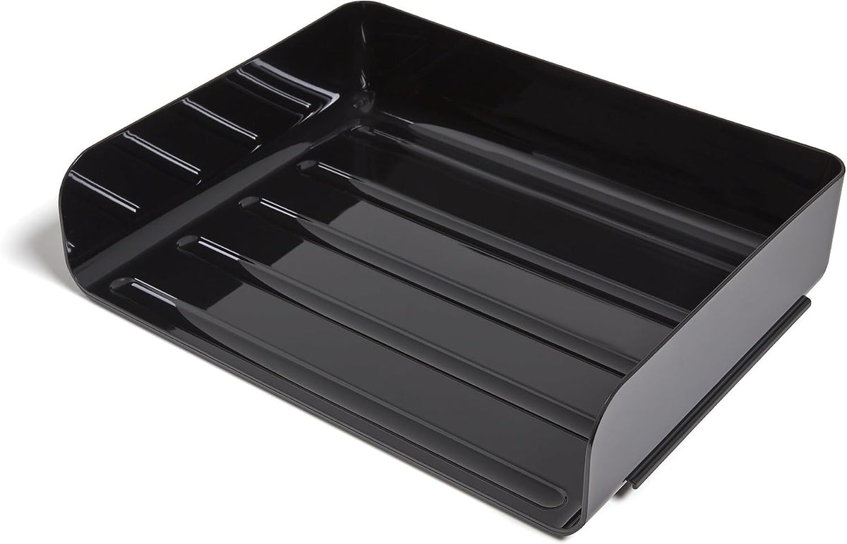 TRU RED Side-Load Stackable Plastic Letter Tray, Black, 6-Pack