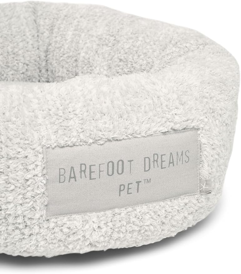 Barefoot Dreams CozyChic Round Pet Bed, Dog Accessories, Pearl/Silver-Small
