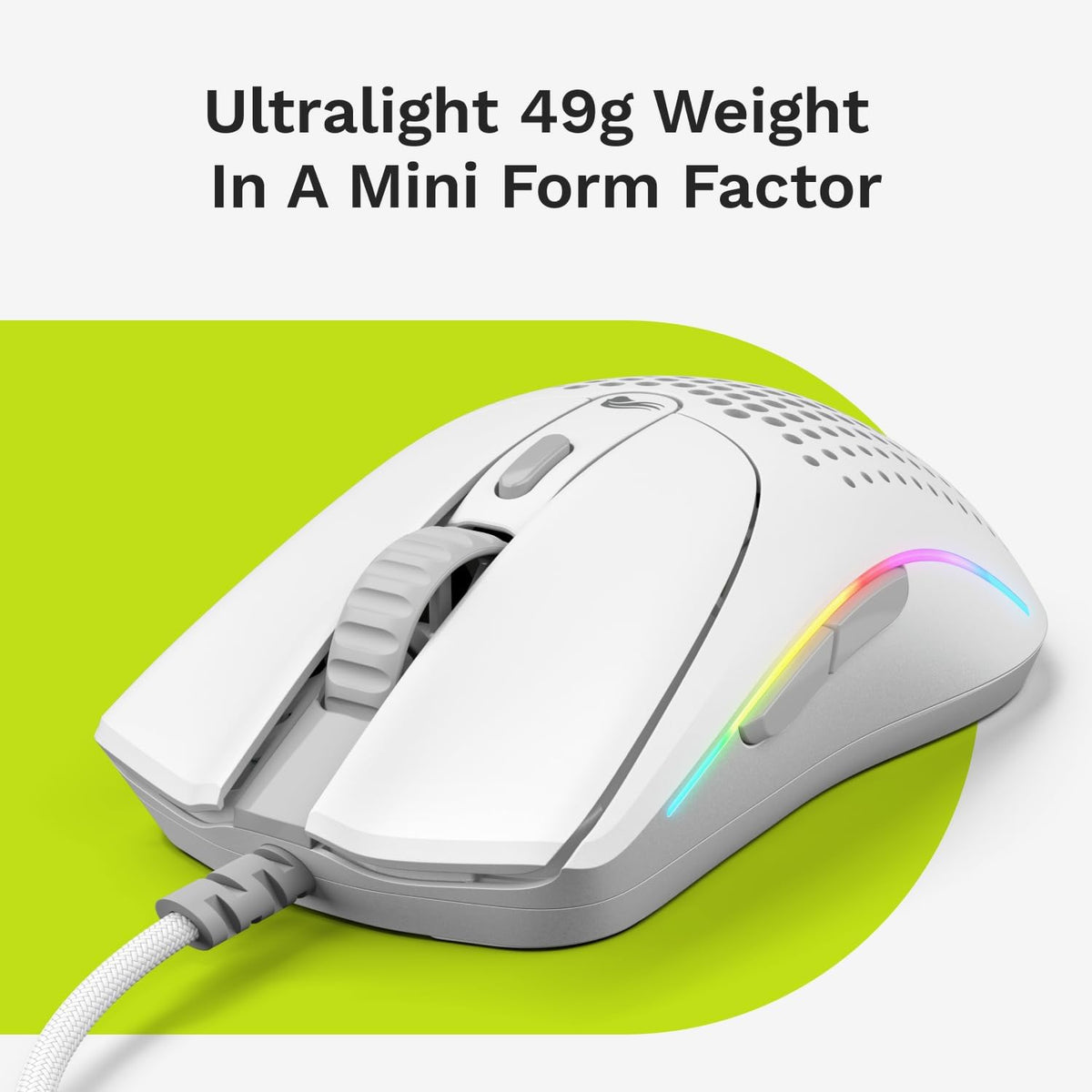 GLORIOUS Model O 2 Mini Wired Gaming Mouse: Superlight 49g, 26K Optical Sensor, Motion Sync, 80M Clicks, 6 Programmable Buttons, Mouse for Small Hands, FPS, MMO, MOBA, Battle Royal Mouse, White