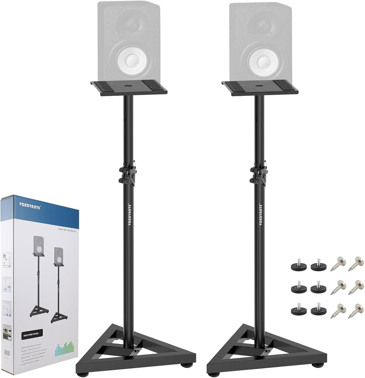 Vondynote Pair Studio Monitor Stands 32.6"-50.9" Base Floor Speaker Stands