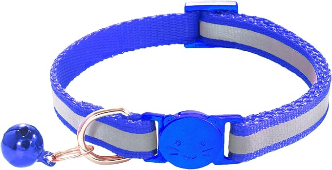 3 Pack Reflective and Breakaway Cat Collars with Bells，Adjustable Kitten Collars from 7.5 to 12.5 Inches, Ideal of Kitten Collar, Suitable for Girls and Boys (Navy Blue)