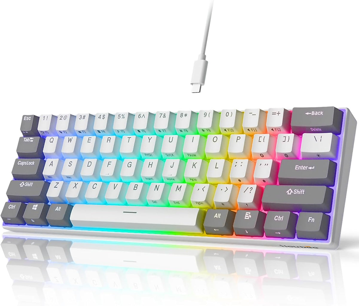 iLovBee i61 Mechanical Keyboard 60 Percent, RGB Hot Swappable Red Switch