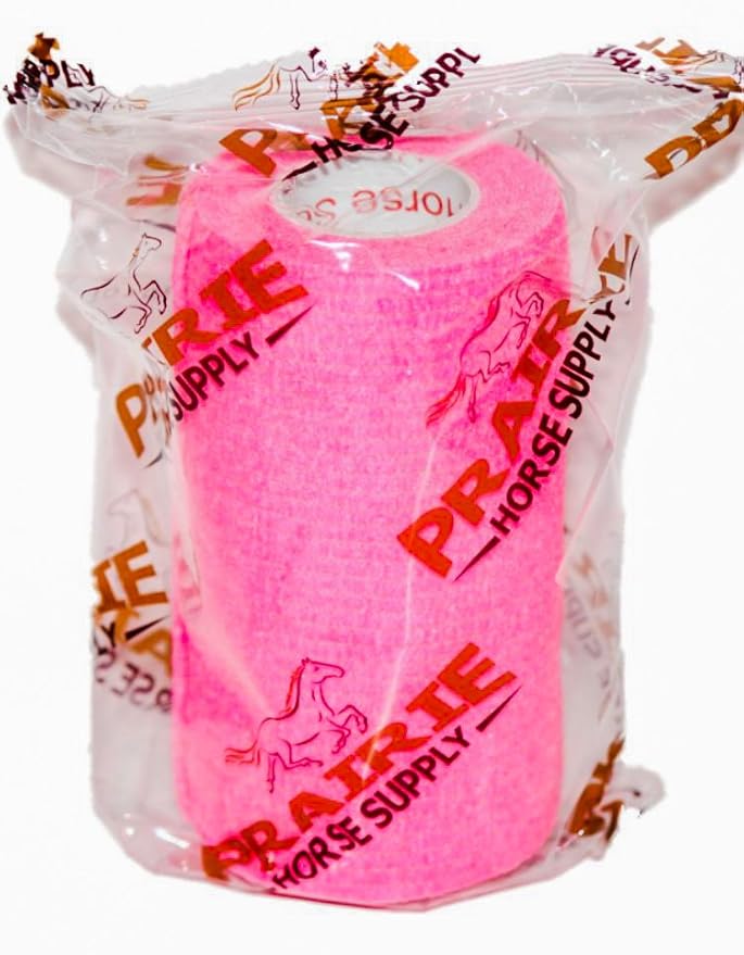 3 Inch Vet Wrap Tape Bulk (Neon Pink) (Pack of 12) Self Adhesive Adherent Adhering Flex Bandage Grip Roll for Dog Cat Pet Horse