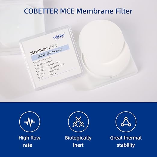 100 Pcs/Pack MCE Membrane Filters Lab Mixed Cellulose Esters Filter 47mm 0.45µm