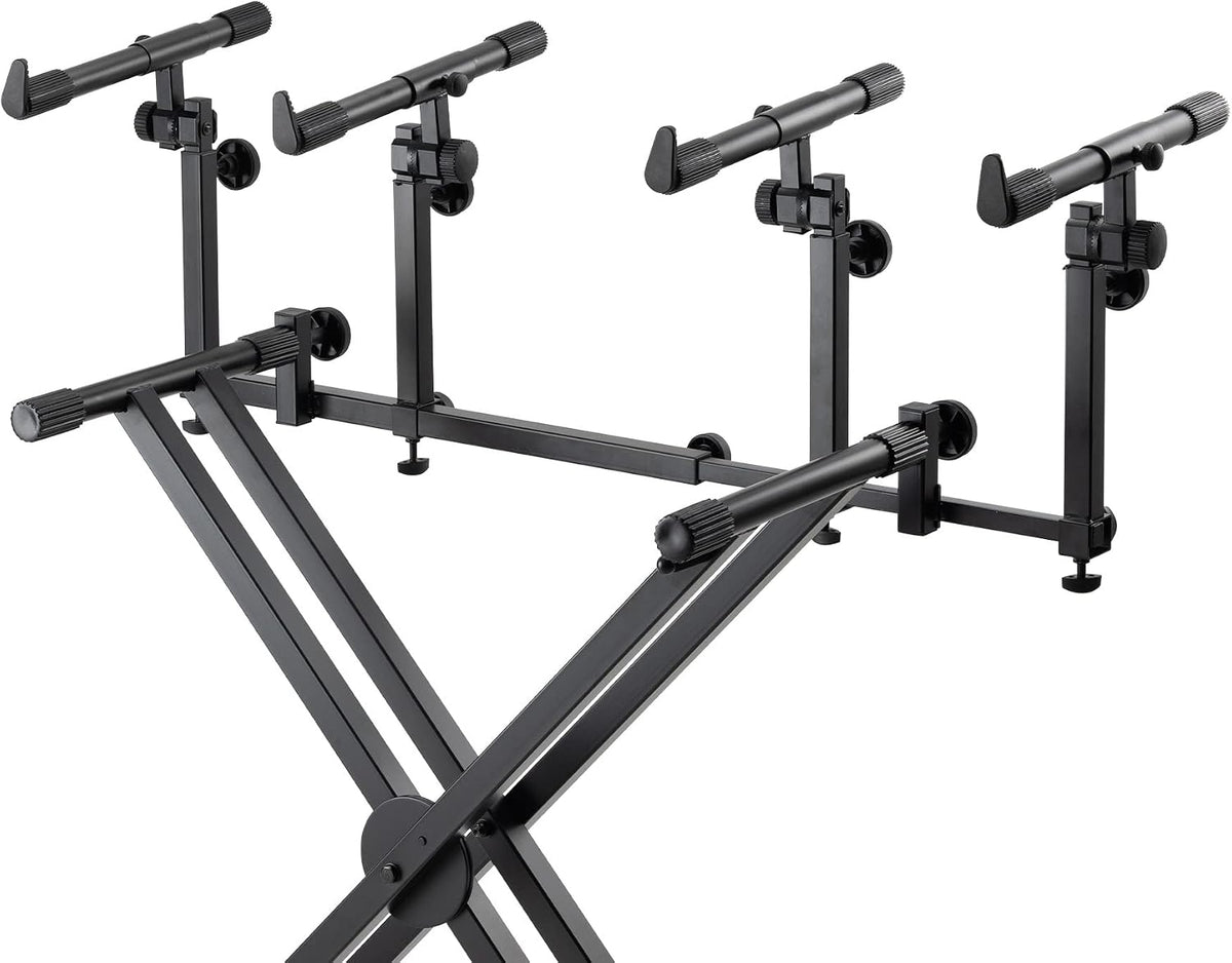On-Stage KSA8500 Deluxe Keyboard Tier (Multi-Level Keyboard Support for Stacking Digital Pianos, MIDI Controllers, Synthesizers&Organs, Up to 66LBs, Adjustable Arm, Fits X-Style Stands, Black)