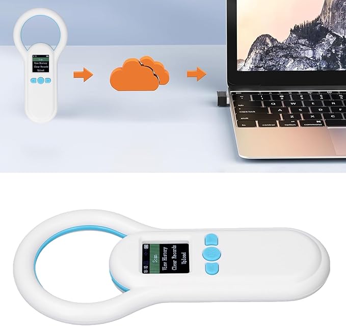 Drfeify S20 Pet Microchip Scanner, ABS Material, Fast Recognition and 500 Records Storage for Animal Management and Pet Identification