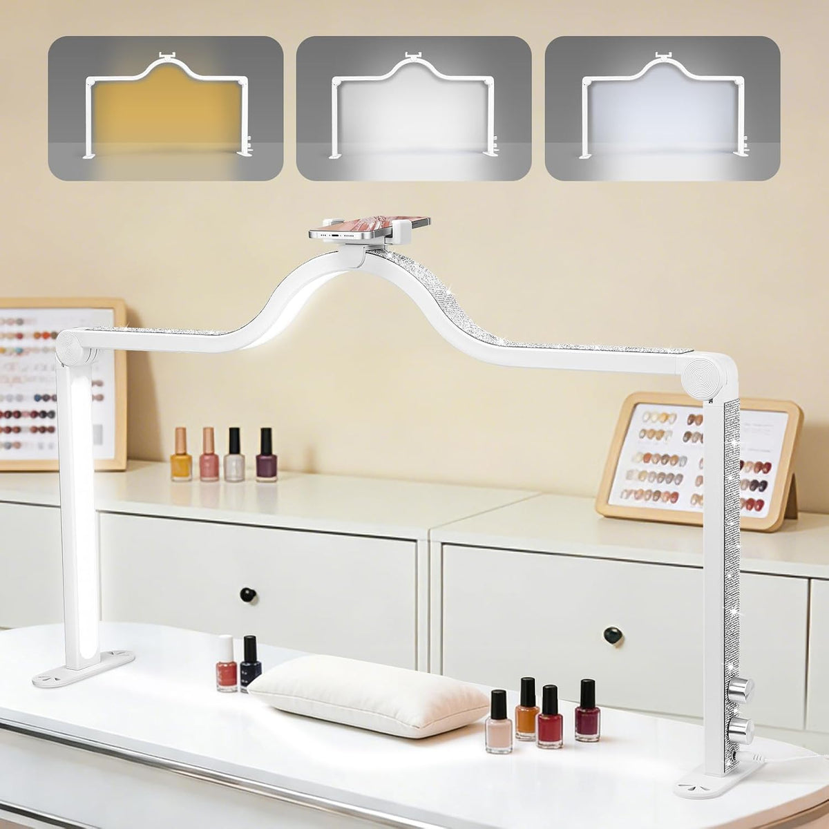 Arch Half Moon Light - Nail Lamp for Desk Foldable Nail Tech Light