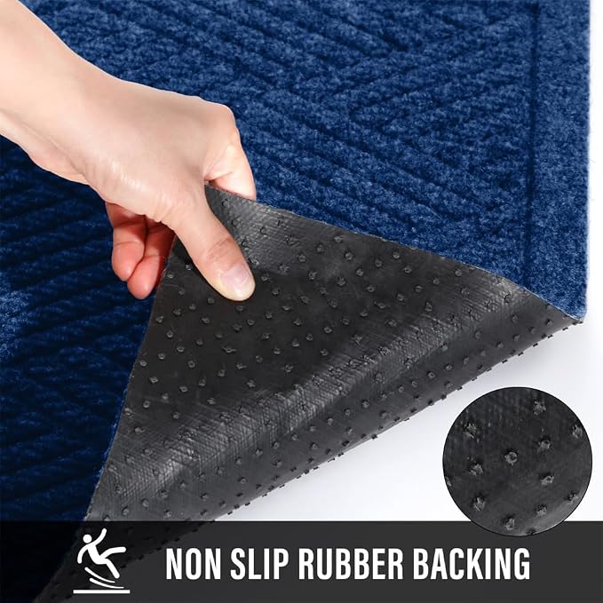 HIYARD Sturdy Front Door Mat, Absorbent Muddy Dirt Resist Welcome Door Mats