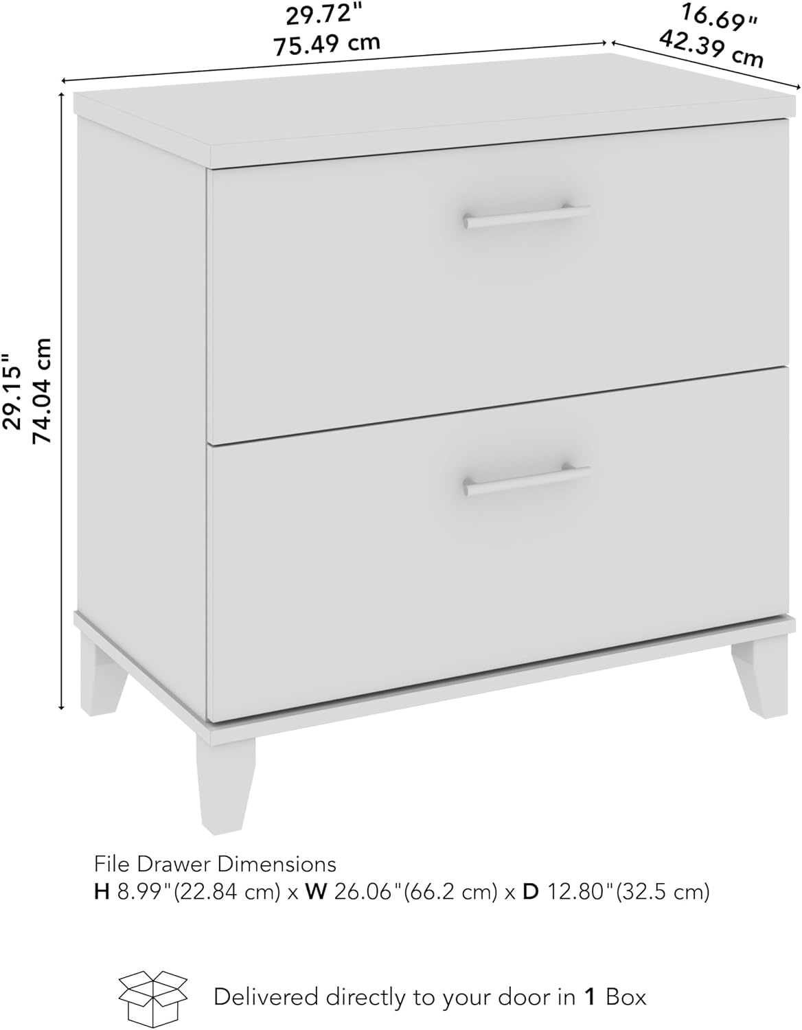 Bush Home 2 Drawer Lateral File Cabinet, Letter and Legal-Size Document Storage for Home or Professional Office, Somerset Collection, Ash Gray