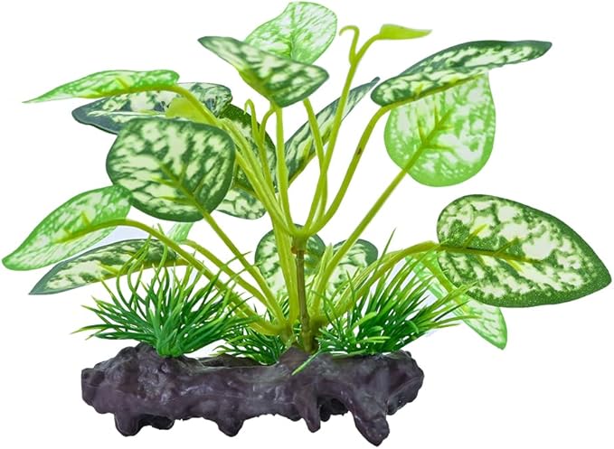 2 pcs Reptile Artificial Plants, Terrarium Plants Decorations Supplies, Amphibian Habitat Hideout Tank Accessories, Rainforest Ground Plant