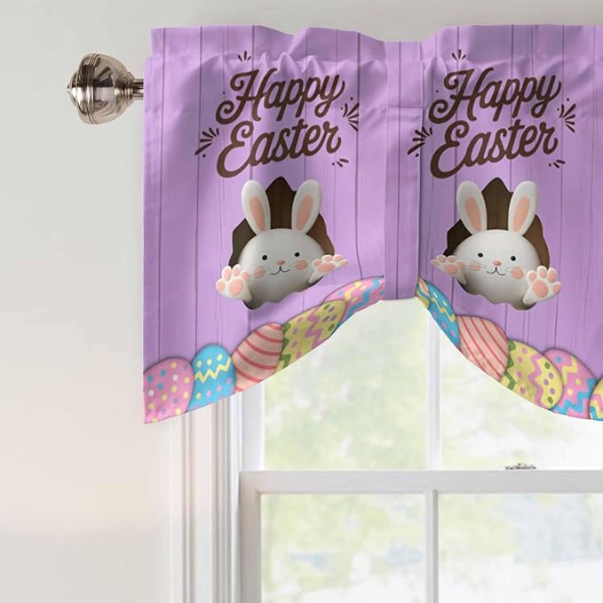 Purple Easter Tie Up Valance Curtains