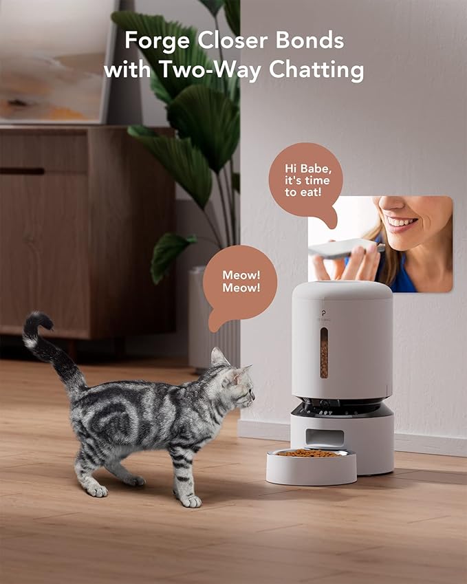 PETLIBRO 5G WiFi Cat Feeder with Camera, 2-Way Audio, Low Food & Blockage Sensor, Motion & Sound Alerts + Cat Water Fountain 71fl oz/2.1L with Two Flow Modes, Visible Water Level, 4 Large Filters