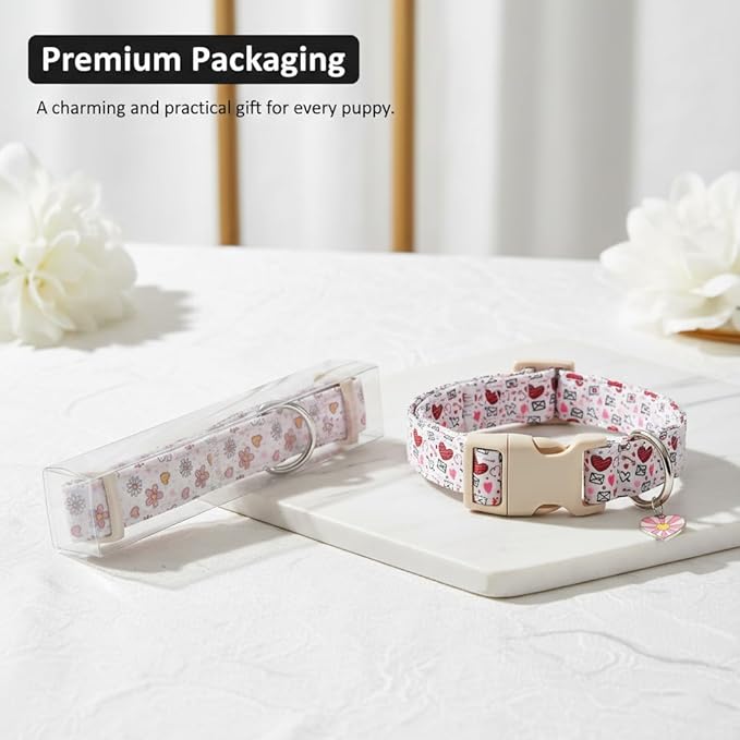 Summer Dog Collar for Large Dogs, Cute Dog Collar with Watermelon Pattern and Pendant, Green Pet Collar with Soft Cotton Fabric and Robust Buckle