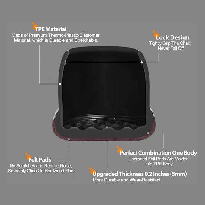 Ezprotekt 24 Pcs Round Silicone Chair Leg Floor Protectors