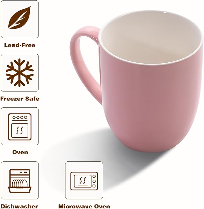 Urbanstrive 16 oz Large Coffee Mugs Set of 4 Ceramic Coffee Mug White Coffee
