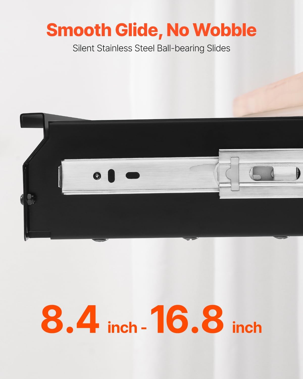 VEVOR Under Desk Drawer Slide Out, 26 inch Under Desk Mounted Pull-out Drawer Attachment, Hidden Under Counter Drawers for office Home Sit Stand Workstation, Black