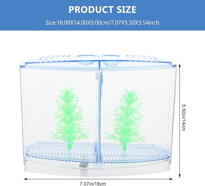 Mipcase Small Betta Fish Tank Mini Goldfish Tank with Divider Acrylic Small Aquarium for Shrimp Beta Fish