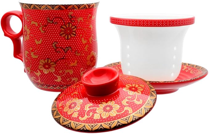 Porcelain Tea Cup with Infuser Lid and Saucer Sets