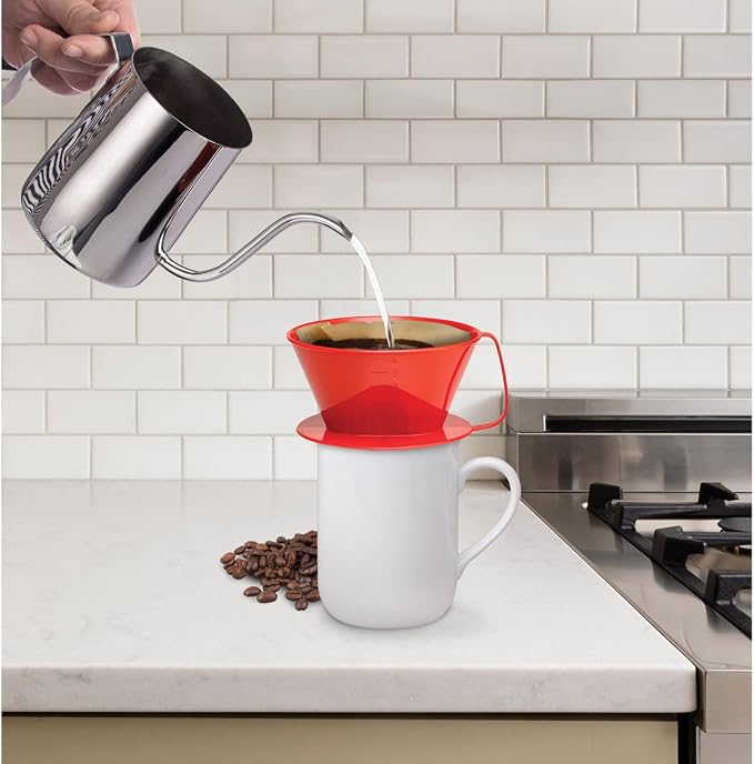 Fino Pour-Over Coffee Brewing Filter Cone, Number 4-Size, Brews 8 to 12-Cups