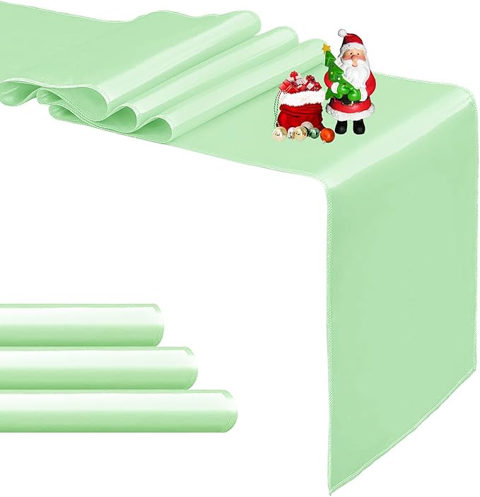 4-Pack Mint Green Satin Table Runner 12 x 108 Inch Long Fuchsia Bright and