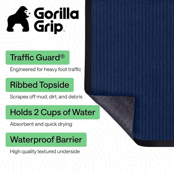 GORILLA GRIP Waterproof Traffic Guard Door Mat, Heavy Duty Entryway Mats