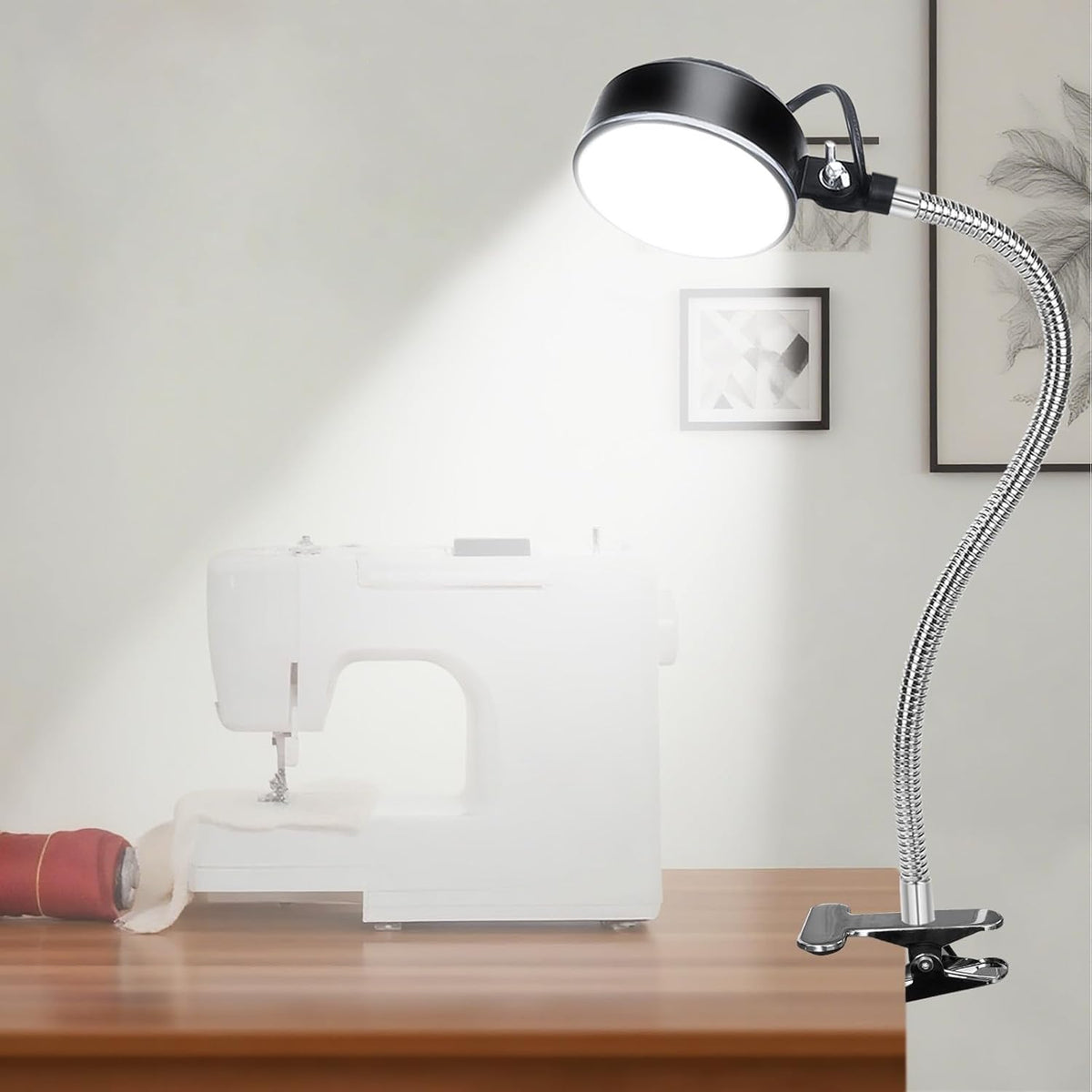 Clamp Light, LED Work Light with Flexible & Strong Clip for Workshop, Sewing, Lathe, Bandsaw, Workbench, Desk, Bright Small Area Task Lighting, 2000 Lumens, Silver