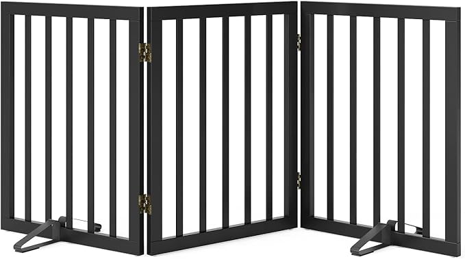 Black 18-55" Foldable Pet Gate for Stairs & Doorways, Puppy Gate Fence