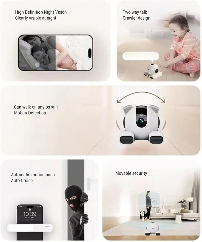 Pet Camera, 1920x1080 HD 2 Way Talk Motion Detection Auto Cruise 360 Rotation, with 6 Actions 8 Sounds for Cats and Dogs, APP Control Storage Indoor Security Camera (32G)