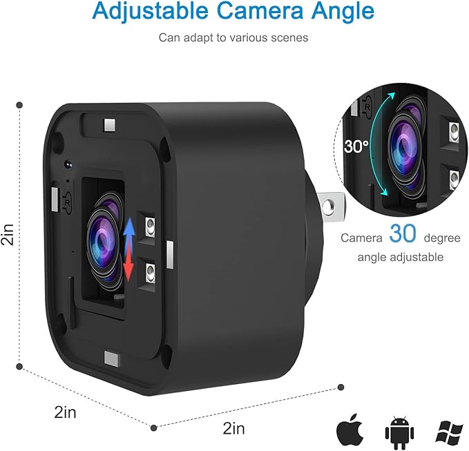 LIZVIE WiFi Spy Camera Charger - Remote View - 2.4G WiFi - Premium HD 1080P - Best Mini Camera for Pets Nanny - Real Time Monitoring - Wide-Angle 170° - iOS Android
