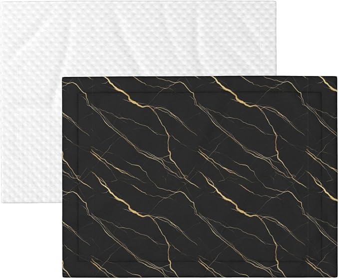 Reversible Plush Dot Pet Blanket for Dogs and Cats, Chic Black and Gold Marble Texture, Ultra Soft Two Sided Design with Warm Fuzzy Side and Smooth Side for Comfort