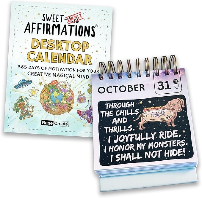 Sweet-A** Affirmations® Perpetual Desk Flip Calendar for 2025 and Beyond, 365 Days of Motivation for Your Creative Magical Mind by Rage Create