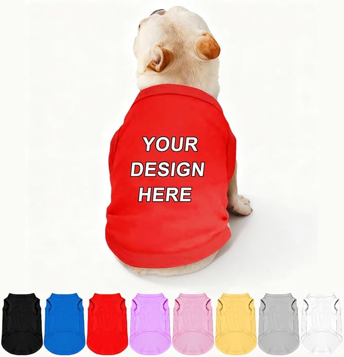Customized Dog Shirt Custom Pet Clothes T Shirts for Small to Large Dogs Design Image Logo Text Outfits for Puppy Cat Personalized Breathable Sleeveless Pullover Red, 4XL