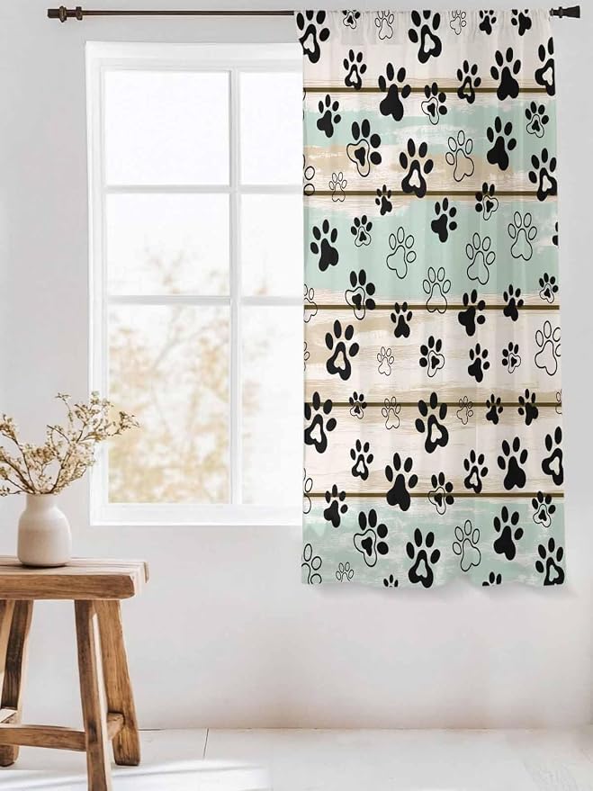 Sheer Curtains 72 Inches Long, Sage Green Beige Farmhouse Semi Sheer Curtains
