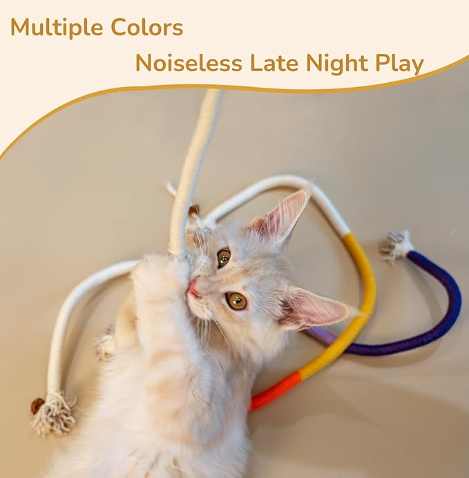 3-Pack Bent Cat Rope Toy, Pet Chew Toys, Interactive Tease Toys for Cats and Kittens, Bite-Proof Playthings, Cotton Rope Kitten Toys for Dental Care and Stress Relief, Pet Supplies