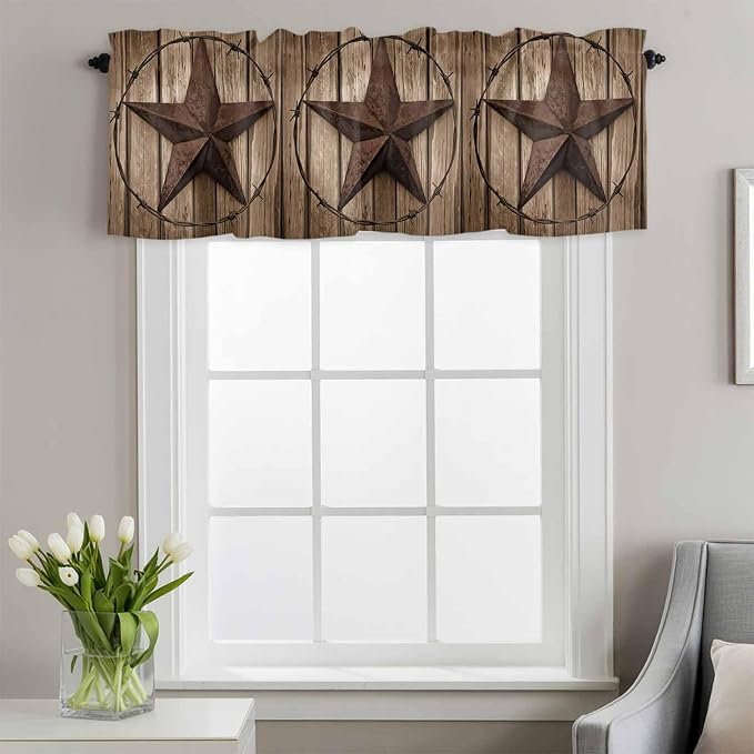 Vintage Texas Star Valances for Windows, 1 Panel