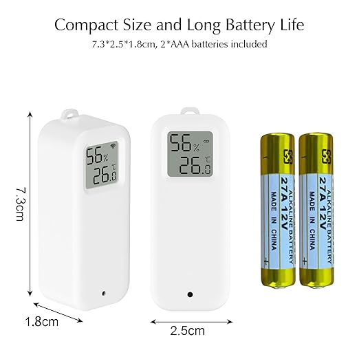 Room Thermometer Indoor, WiFi Humidity Meter with Smart Alert, Data Storage and Calibration, Temperature and Humidity Monitor for Baby Room, Greenhouse, White 2 Pack with Screen