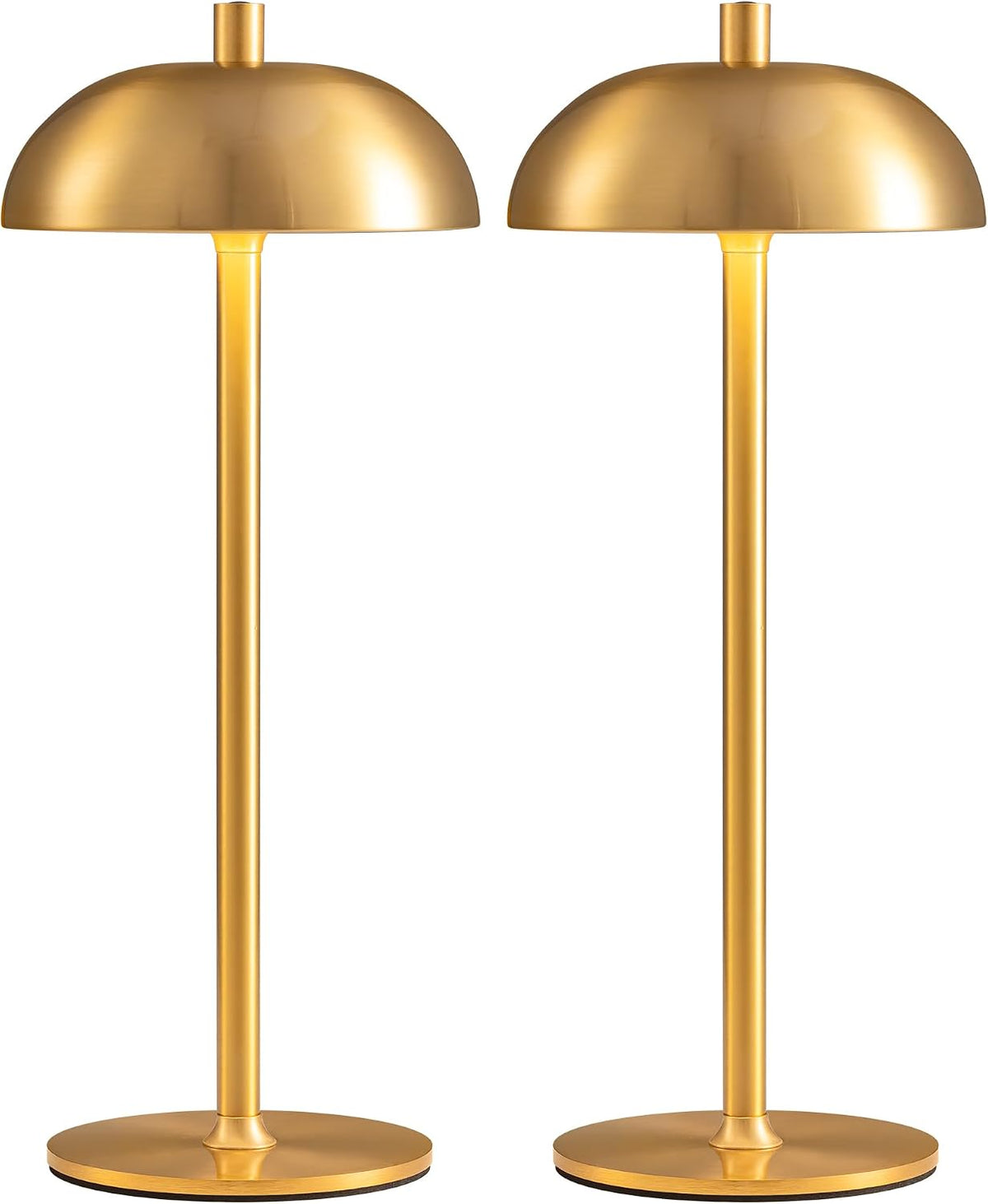 12" Cordless Table Lamps Set of 2, Gold Modern Portable Desk Lamp
