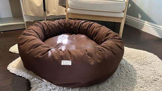 Organic Cotton Canvas Dog Bed: Removable Cover, Natural Fill - Made in USA (Dark Brown, Small 24" x 7" inches)