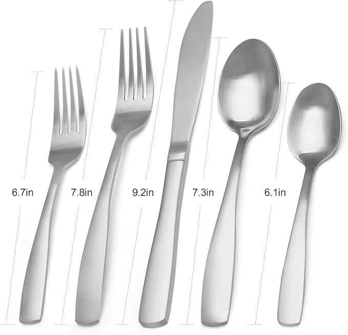 Matte Silverware Set, Bysta 20-Piece Stainless Steel Flatware Set, Kitchen