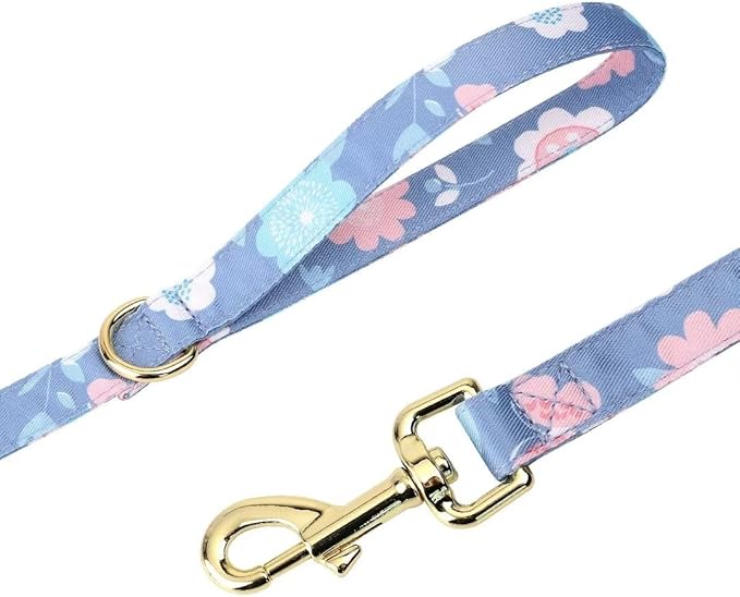Beirui Cute Girl Dog Collars, Harnesses & Leashes Set - Adjustable Dog Collar and Leash Set with Flower - Soft Mesh Dog Vest Harness for Puppies Small Medium Dogs (Purple,M)