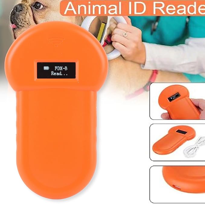 EVGATSAUTO Pet Microchip Reader, Rechargeable Animal Scanner 134.2kHz with OLED Screen for Dogs Cats Pigs Cows Sheep Horses