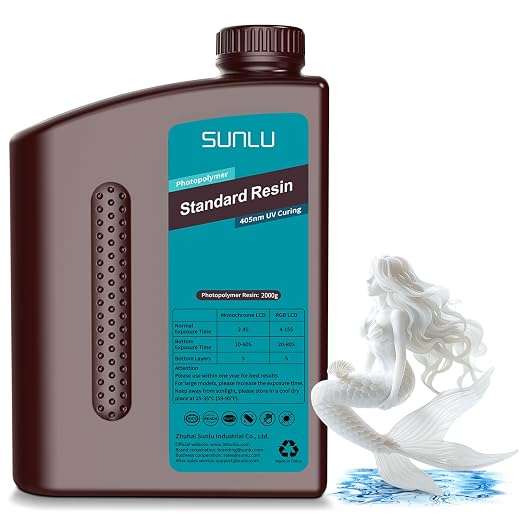 SUNLU 2000g Standard Resin for 3D Printer, Fast-Curing Photopolymer Resin for