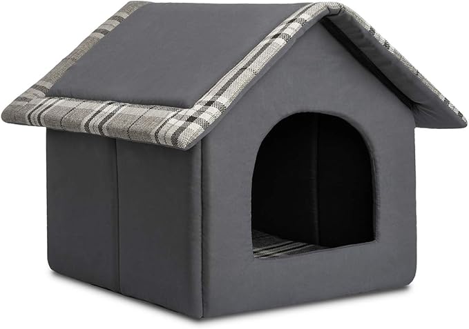 Hollypet Cozy Pet Bed Warm Cave Nest Sleeping Bed Puppy House for Cats and Small Dogs, Gray