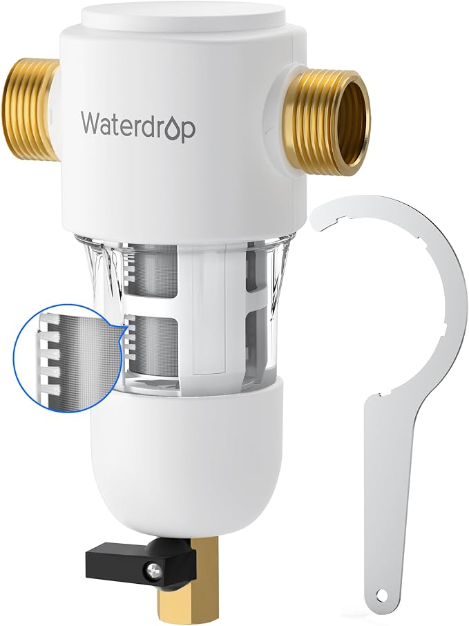 Waterdrop Spin Down Sediment Filter, Reusable Whole House Water Filter System