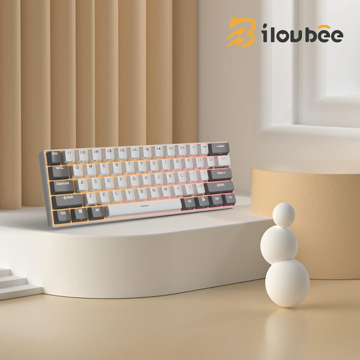 iLovBee i61 Mechanical Keyboard 60 Percent, RGB Hot Swappable Red Switch