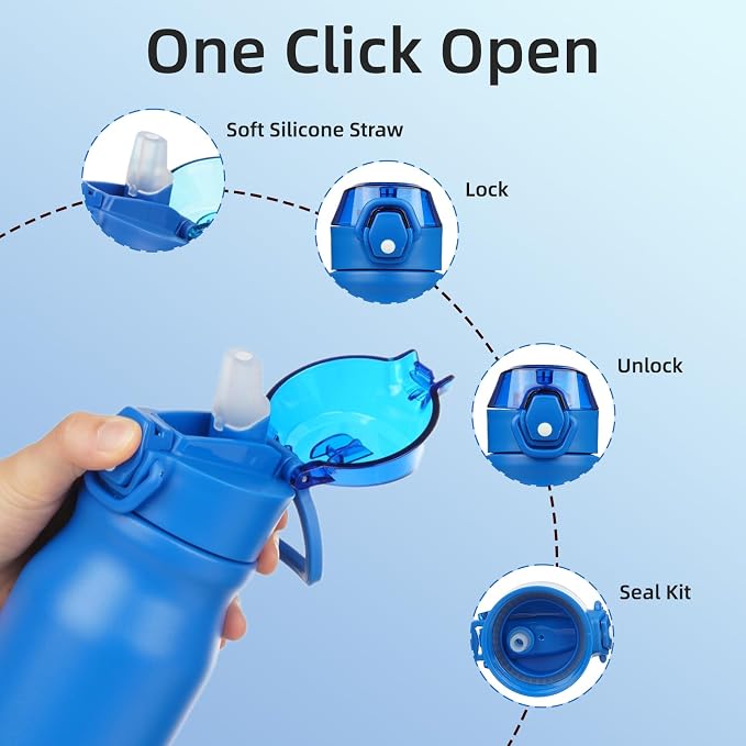 BJPKPK 25 oz Insulated Water Bottle, Stainless Steel Flask | Leak Proof Locking