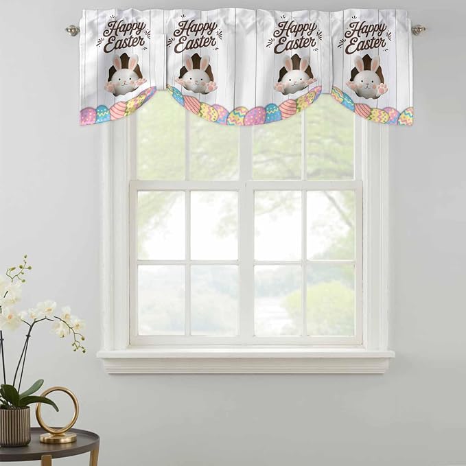Grey Easter Tie Up Valance Curtains