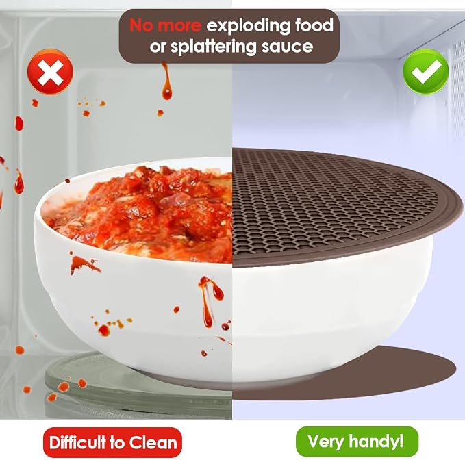 Brown Silicone Microwave Mat 12 inch Extra Large Multi-Use Microwave Mat Heat
