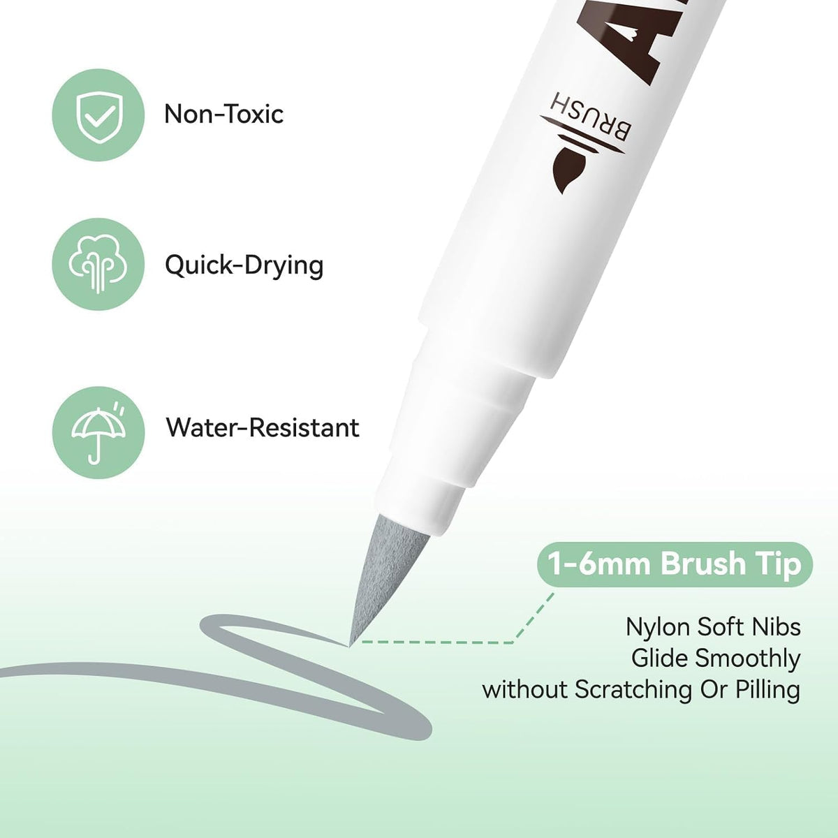 Arrtx 30 Gray Tone Acrylic Paint Markers, Brush Tip Pens | Fast-Drying, Non-Toxic Paint Pens for Rock Painting, Glass Marking, Wood, Fabric & DIY Crafts